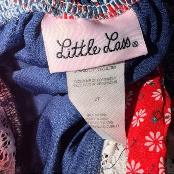 Little Lass Floral Navy and Red Set - Picture 2 of 3